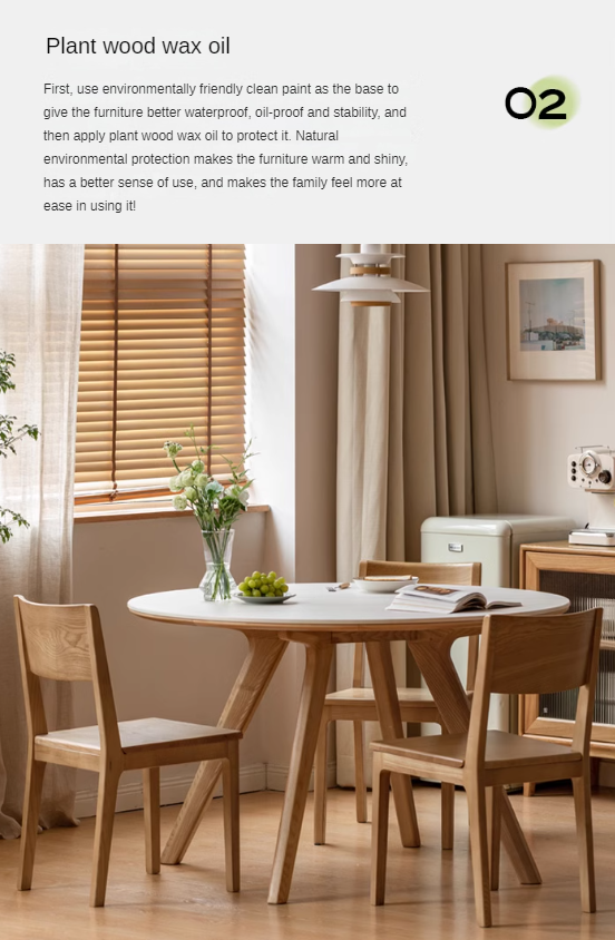 Ash Solid Wood Modern Rock Round Table.