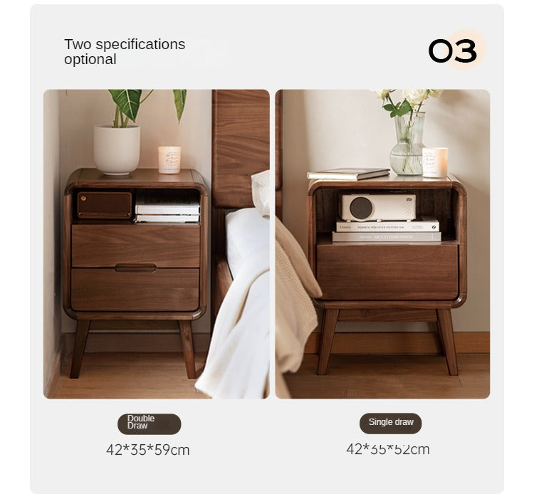 Black Walnut Solid Wood Modern Storage Small Nightstand