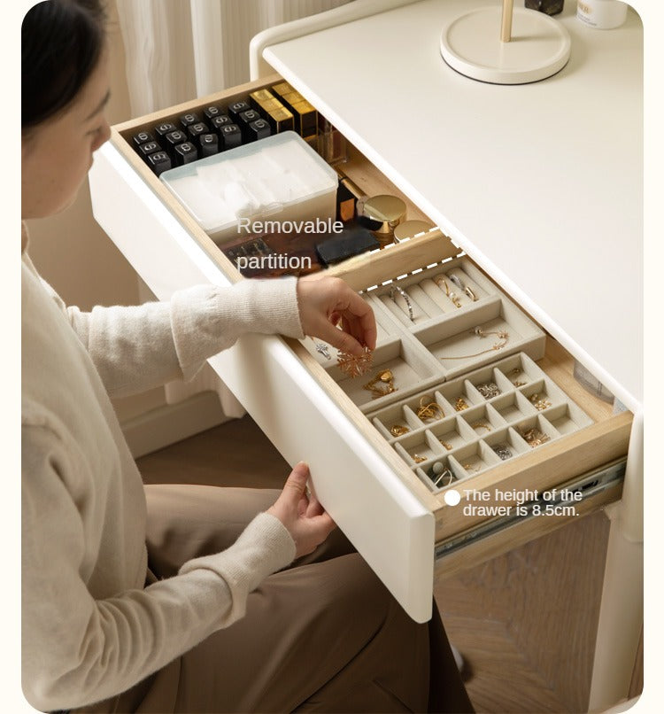 Ash Solid Wood Cream Style Dressing Table.