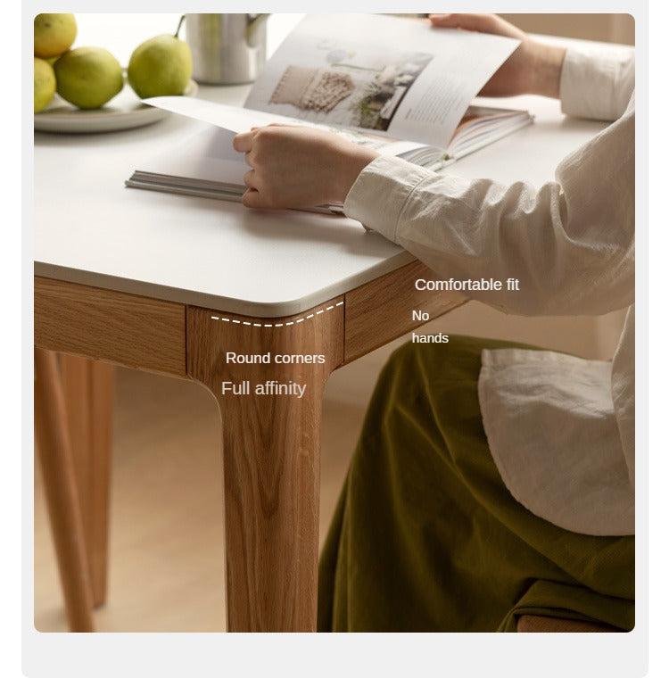 Oak Solid Wood, Solid Rubberwood Square Slate Dining Table