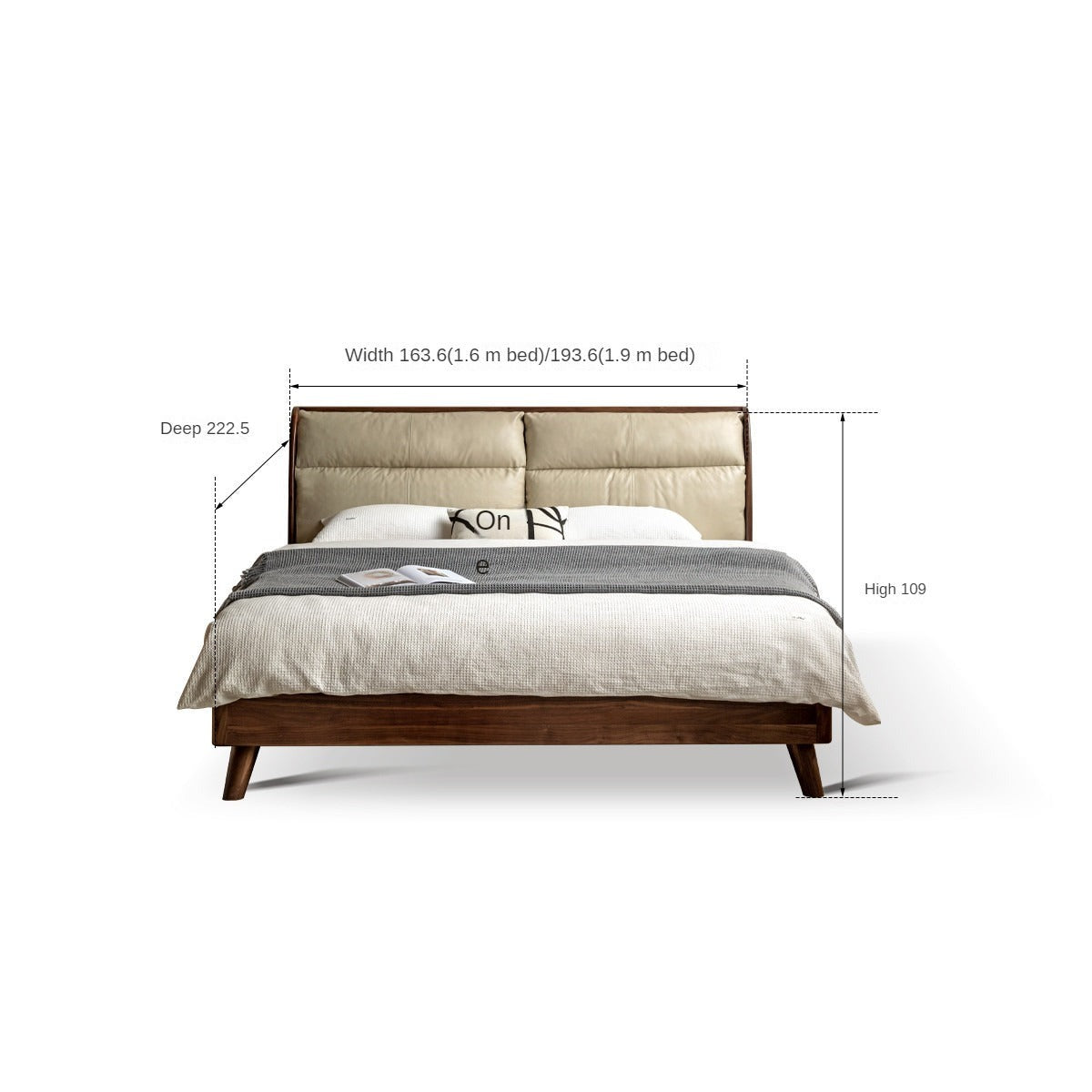 Black Walnut, Sandalwood Solid Wood Leather,Technology Cloth Bed