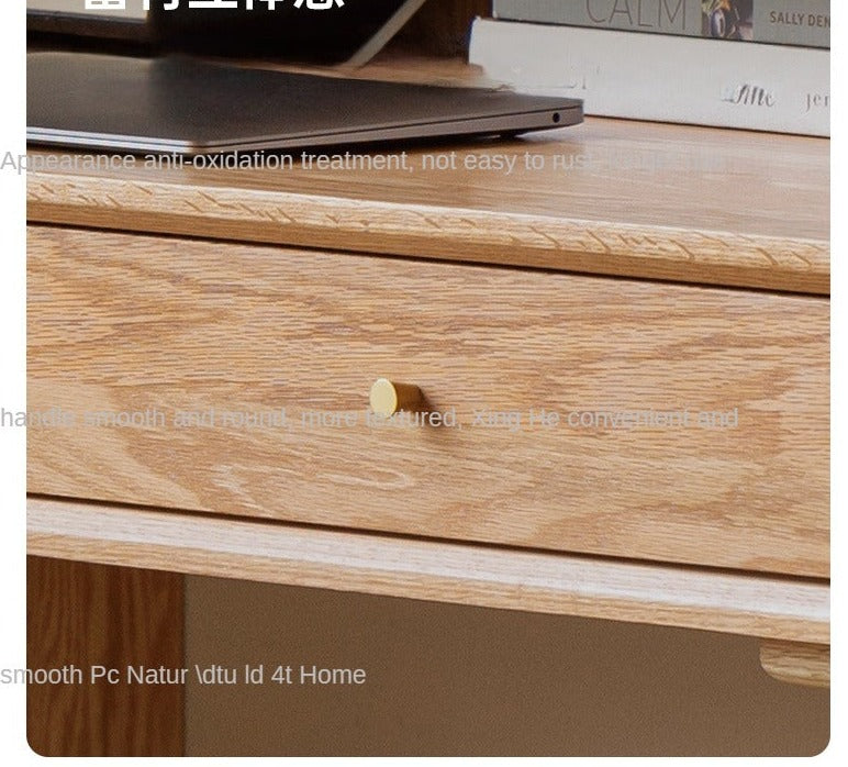 Oak Solid Wood Bookshelf and Office Desk Combination