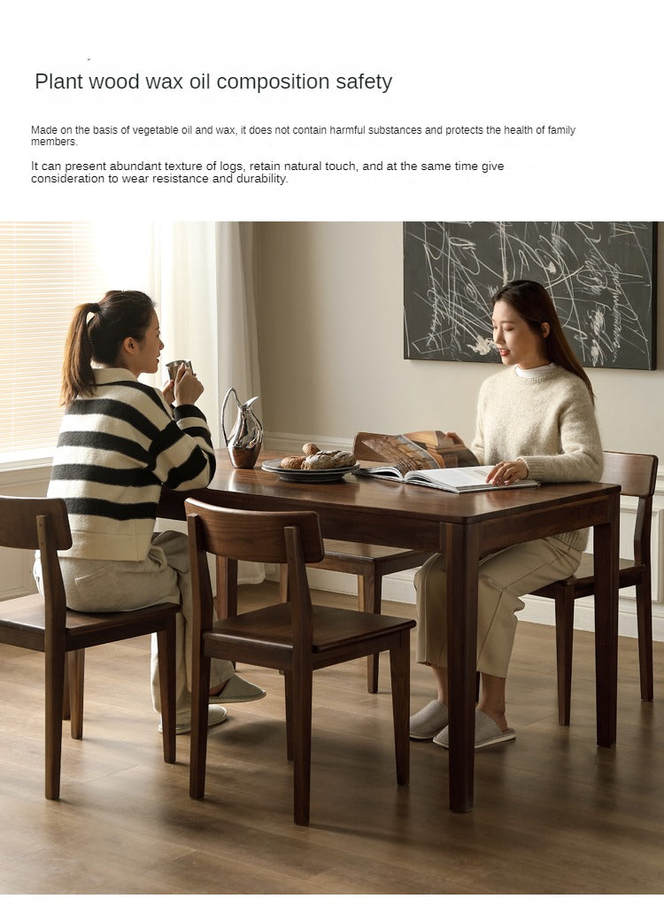 Black Walnut, Sandalwood Solid Wood Rectangular Dining Table