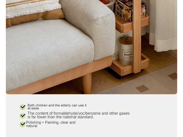 Oak Solid Wood Mobile Storage Rack Cart Ultra Narrow