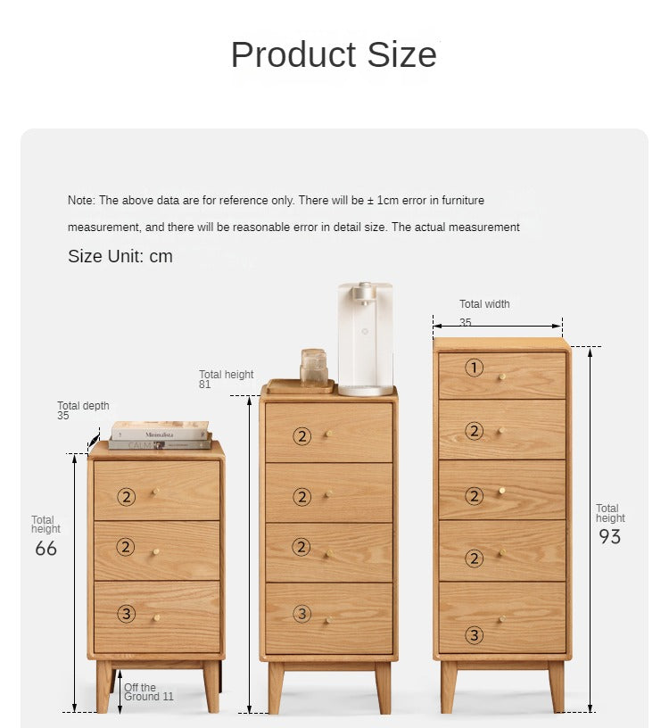 Oak, Beech Solid Wood Chest of Drawers, Multi-Functional Storage Cabinet Combination
