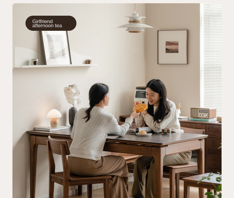 Black Walnut Solid Wood Rock Plate Dining Table
