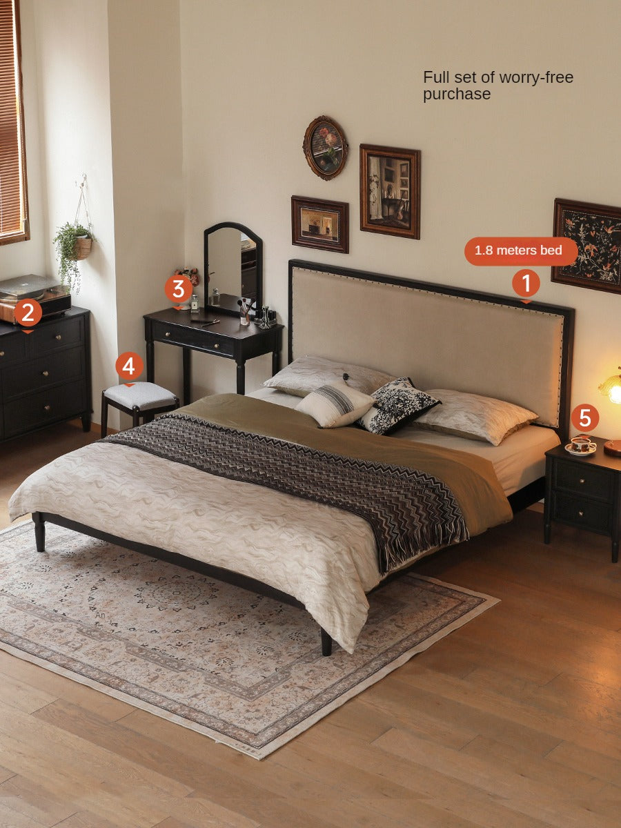 Oak Solid Wood Technology Cloth American Soft Back Bed