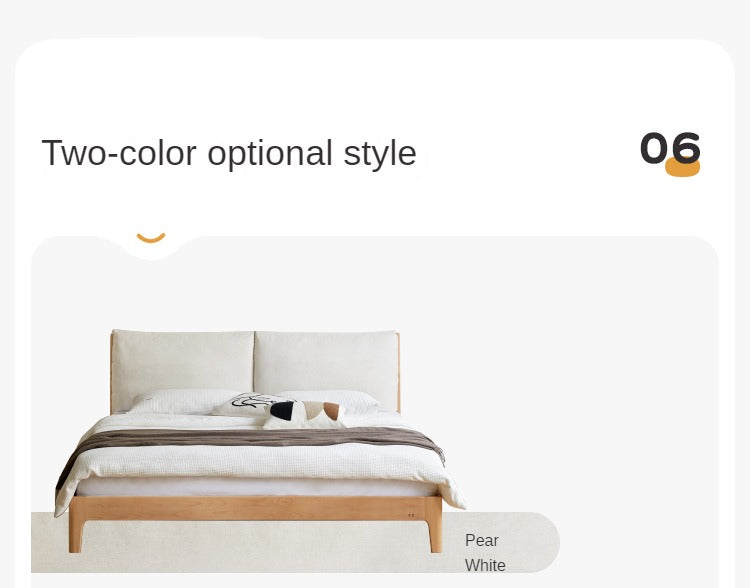 European Beech Solid Wood Soft Back Fabric Bed