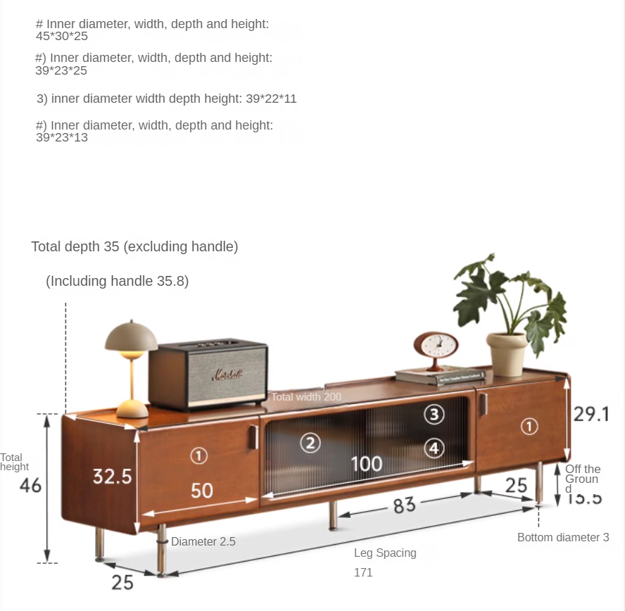 Poplar Solid Wood Retro High Locker TV Cabinet.