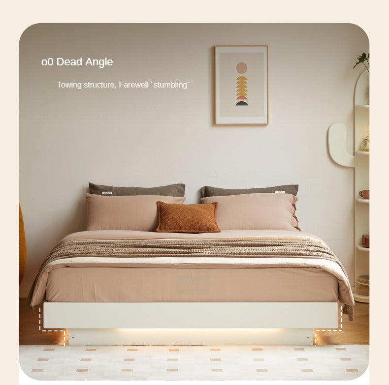 Rubber Solid Wood Suspended Box Platform Bed, Headboard-Free Bed.