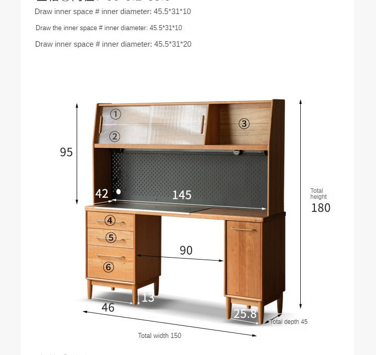 Cherry, Oak Solid Wood, Solid RubberWood Japanese Style Buffet Cabinet