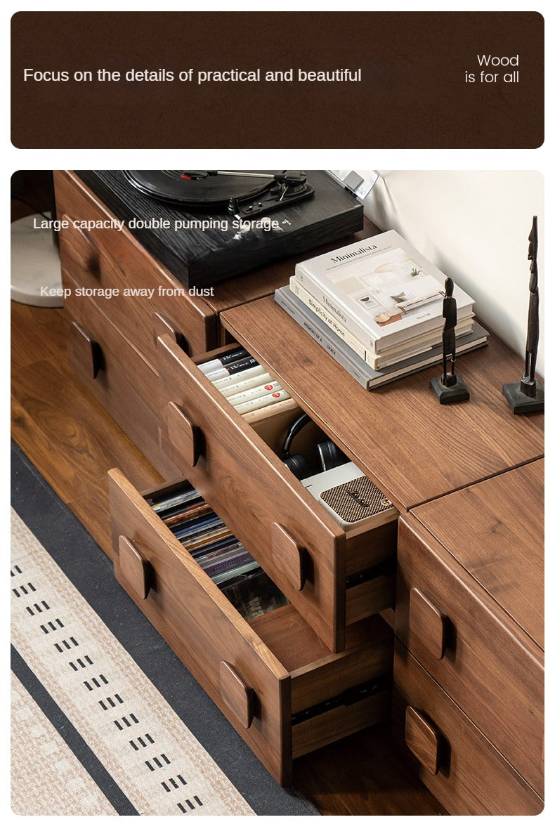 Black Walnut, Oak Solid Wood TV Cabinet Module Combination.