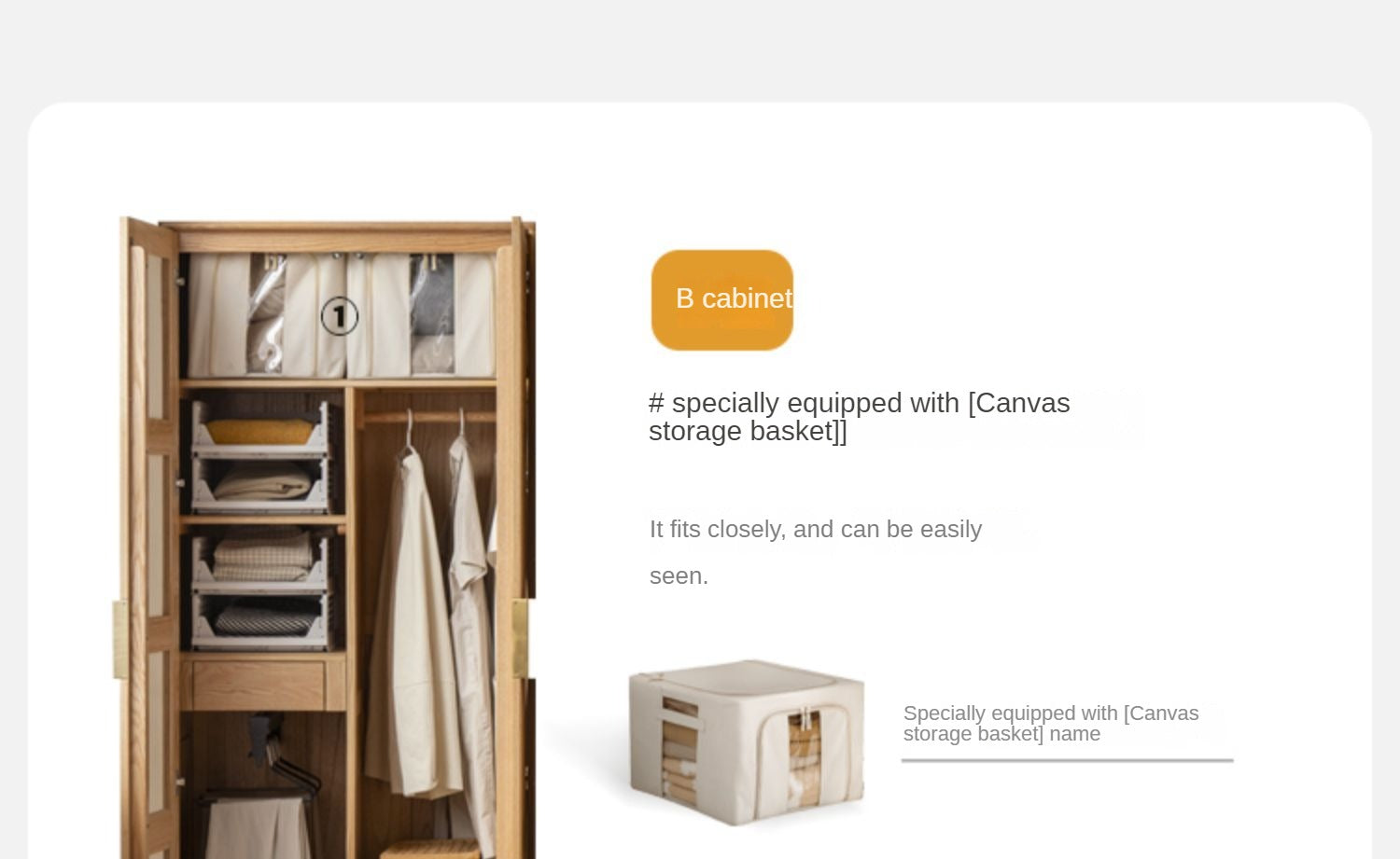 Oak Solid Wood Rattan Wardrobe.