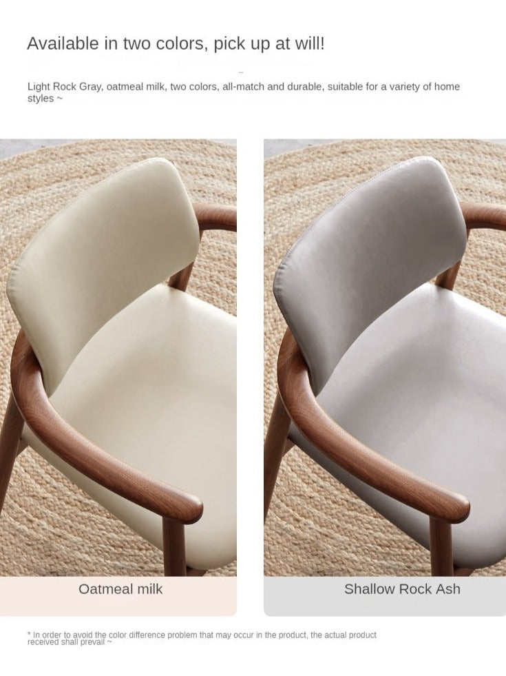 Black Walnut Solid Wood Top layer of Yellow Cowhide Armchair, Organic leather: