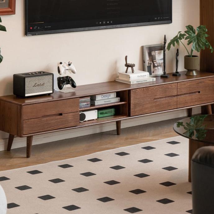 Oak, Rubberwood, Beech Solid Wood TV Stand Sliding Door.