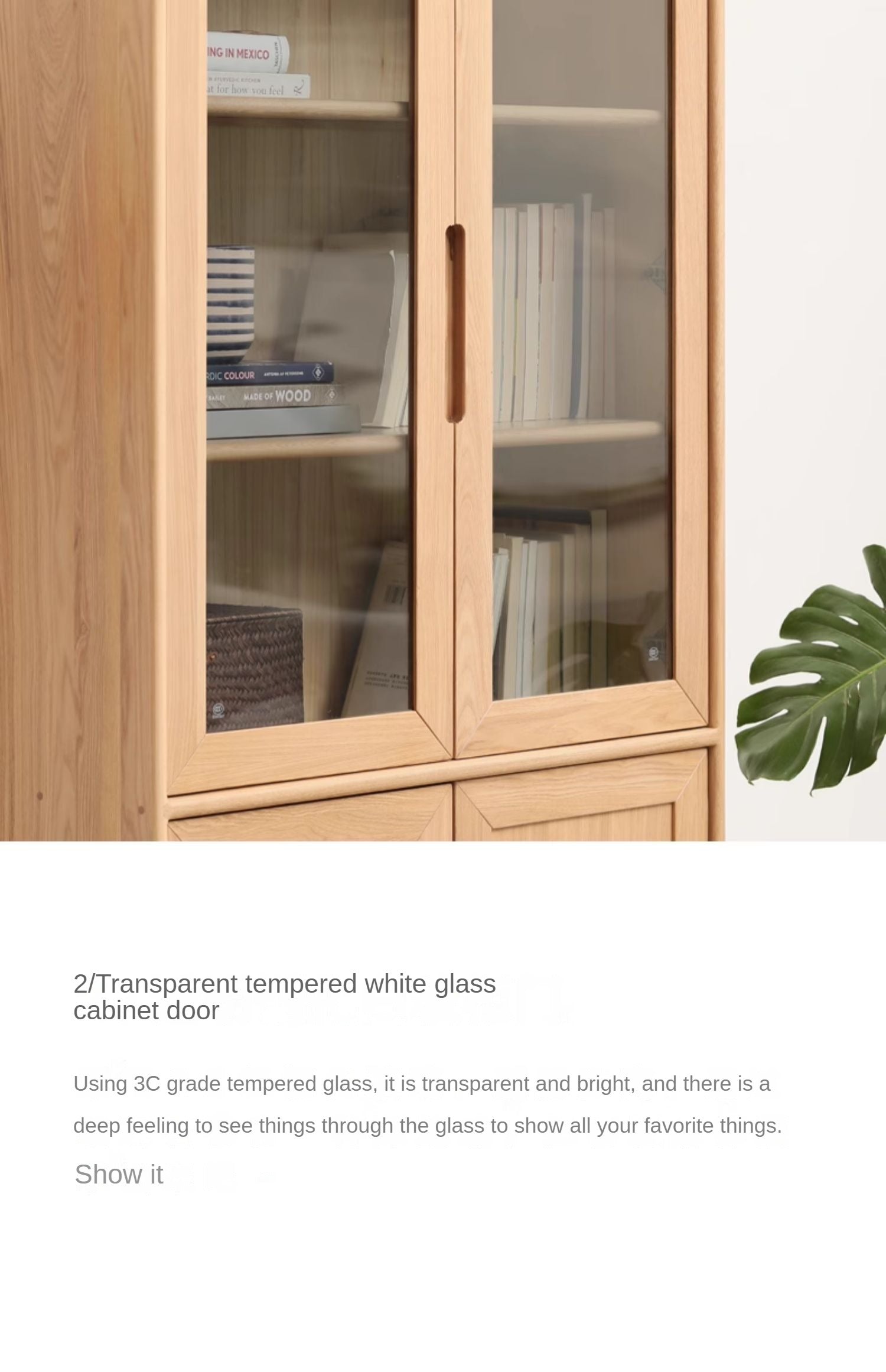Ash Solid Wood Floor-Standing Bookcase Whole Wall Free Combination Bookshelf
