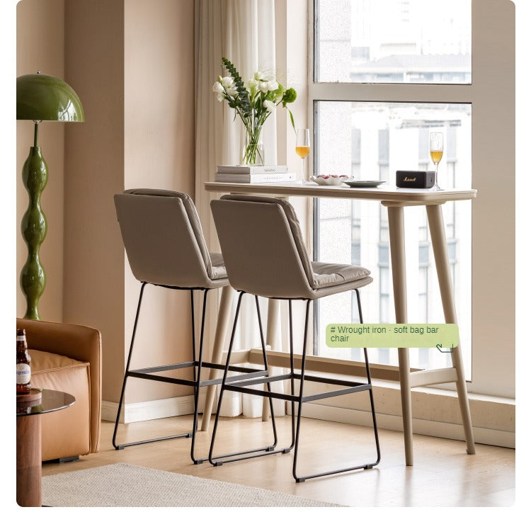 Poplar Solid Wood Bar Table, Light Luxury Rock Plate High Foot Table"