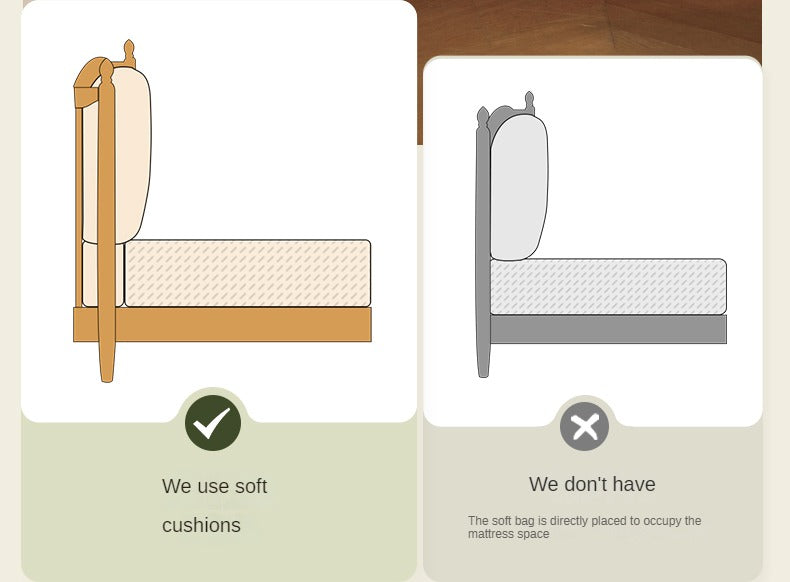 Cherry Solid Wood Soft Retro Bed