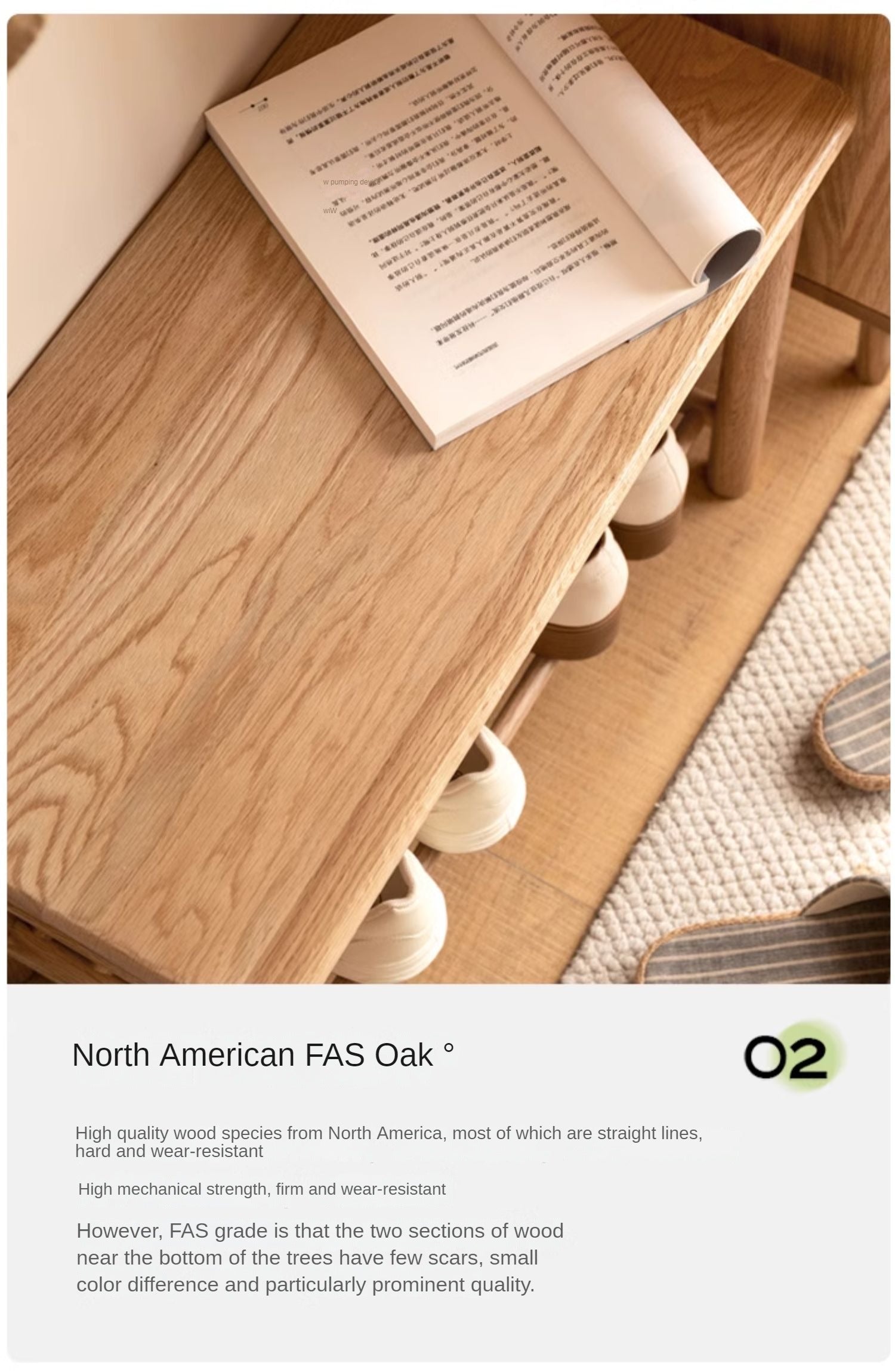 Oak Solid Wood Shoe Wearing Stool