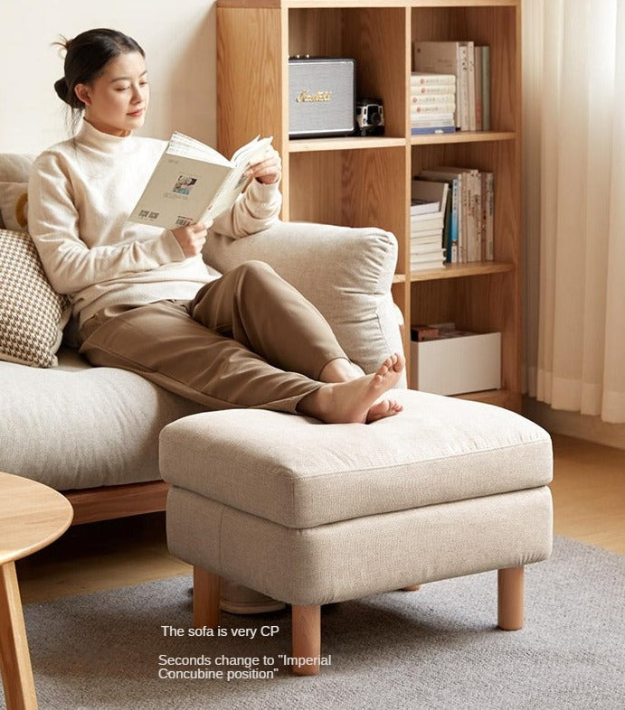 Beech Solid Wood Fabric Footstool