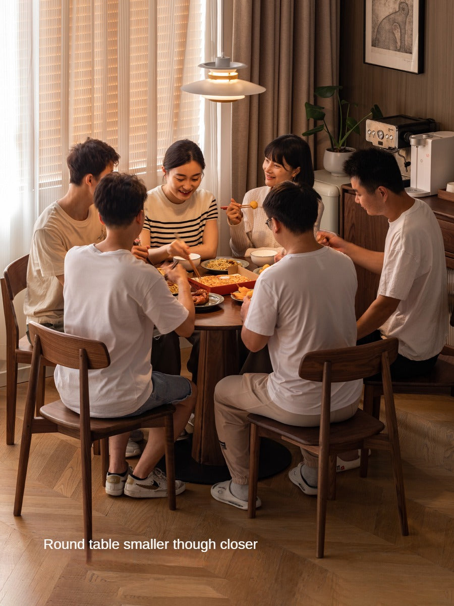 Sandalwood, Black Walnut Solid Wood Round Dining Table
