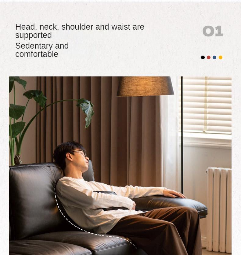 Leather Italian First Layer Yellow Cowhide Straight Sofa.