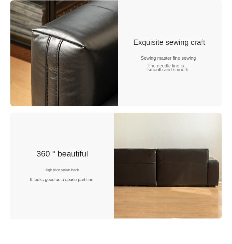 Genuine Leather Sofa Italian Top Layer Cowhide Down Sofa.