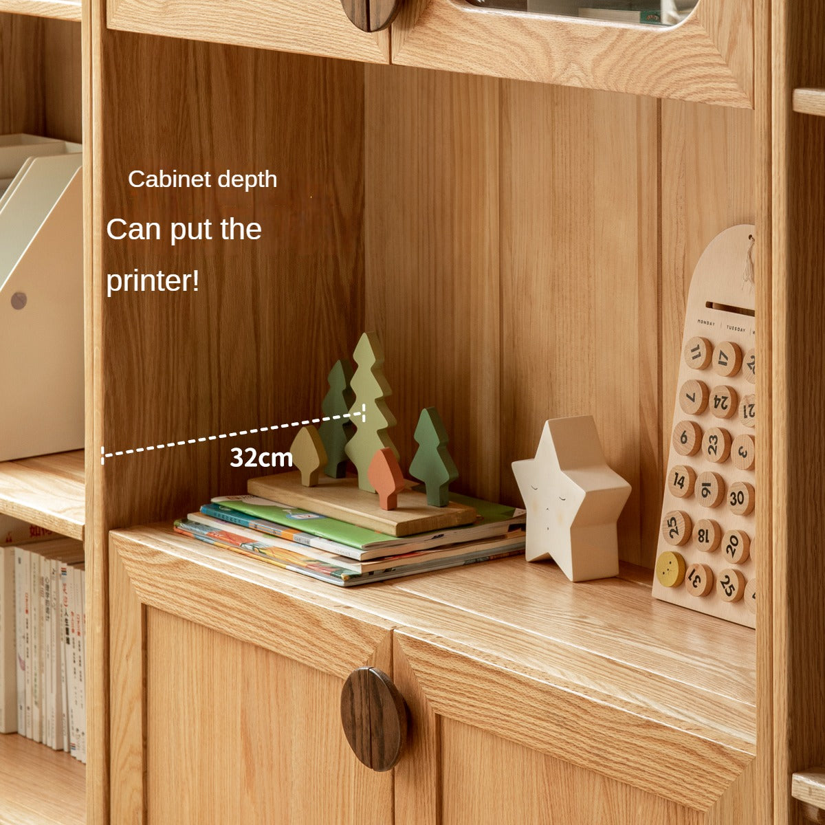 Oak Solid Wood Small Kids Bookshelf.