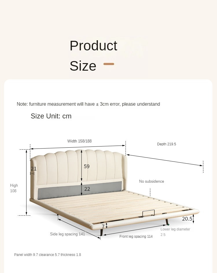 First Layer Cowhide Art Cream Suspended Bed