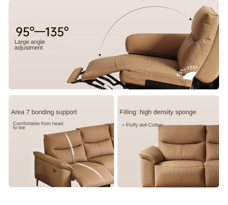 Leather Electric Head Layer Leather Adjustable Function Sofa.
