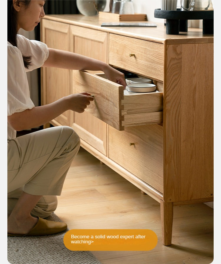 Oak Solid Wood, Solid Rubberwood Classic Sideboard