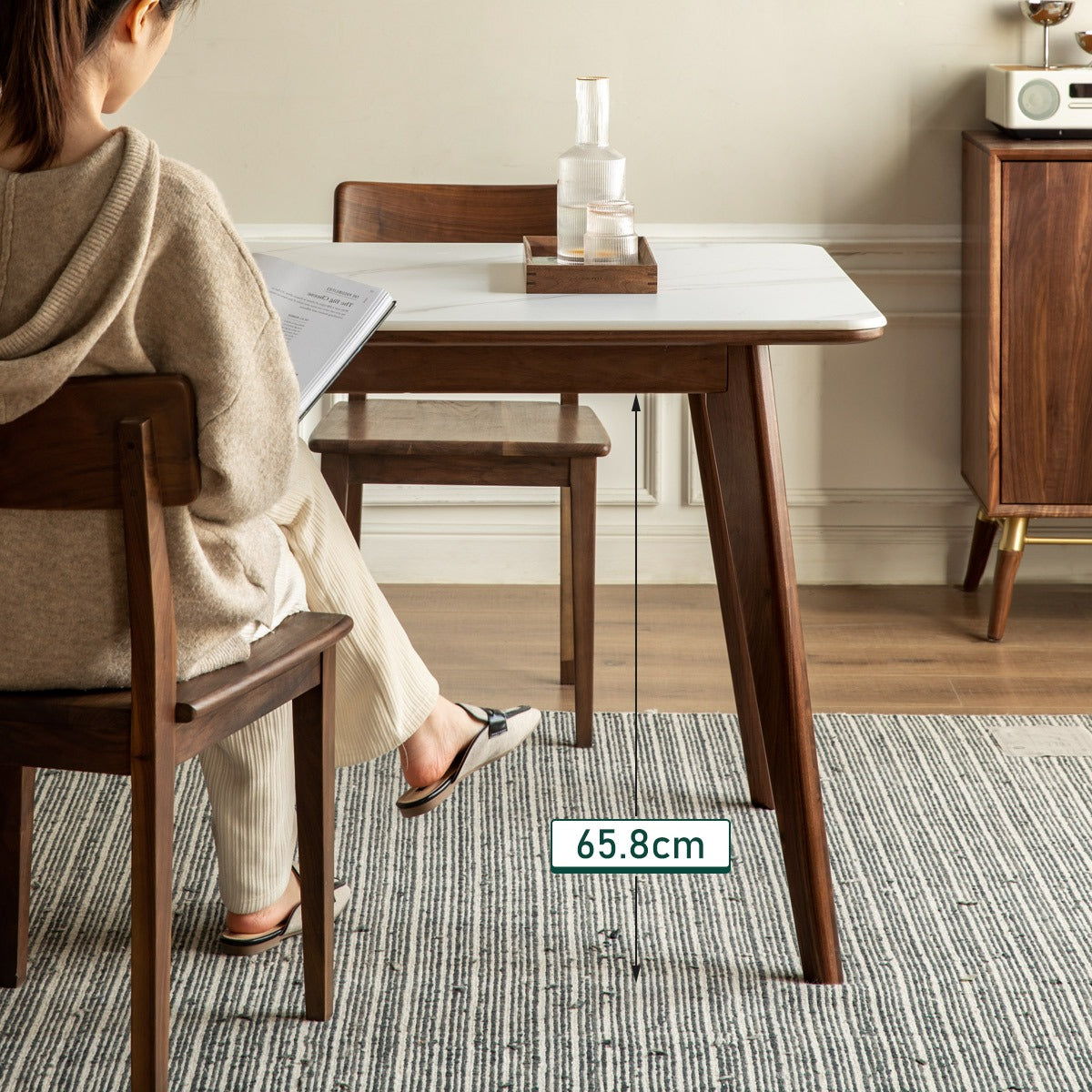 Ash, Black Walnut Solid Wood Slate Dining Table