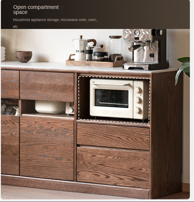 Black Walnut, Ash Solid Wood Rock Plate Storage Cabinet, Sideboard