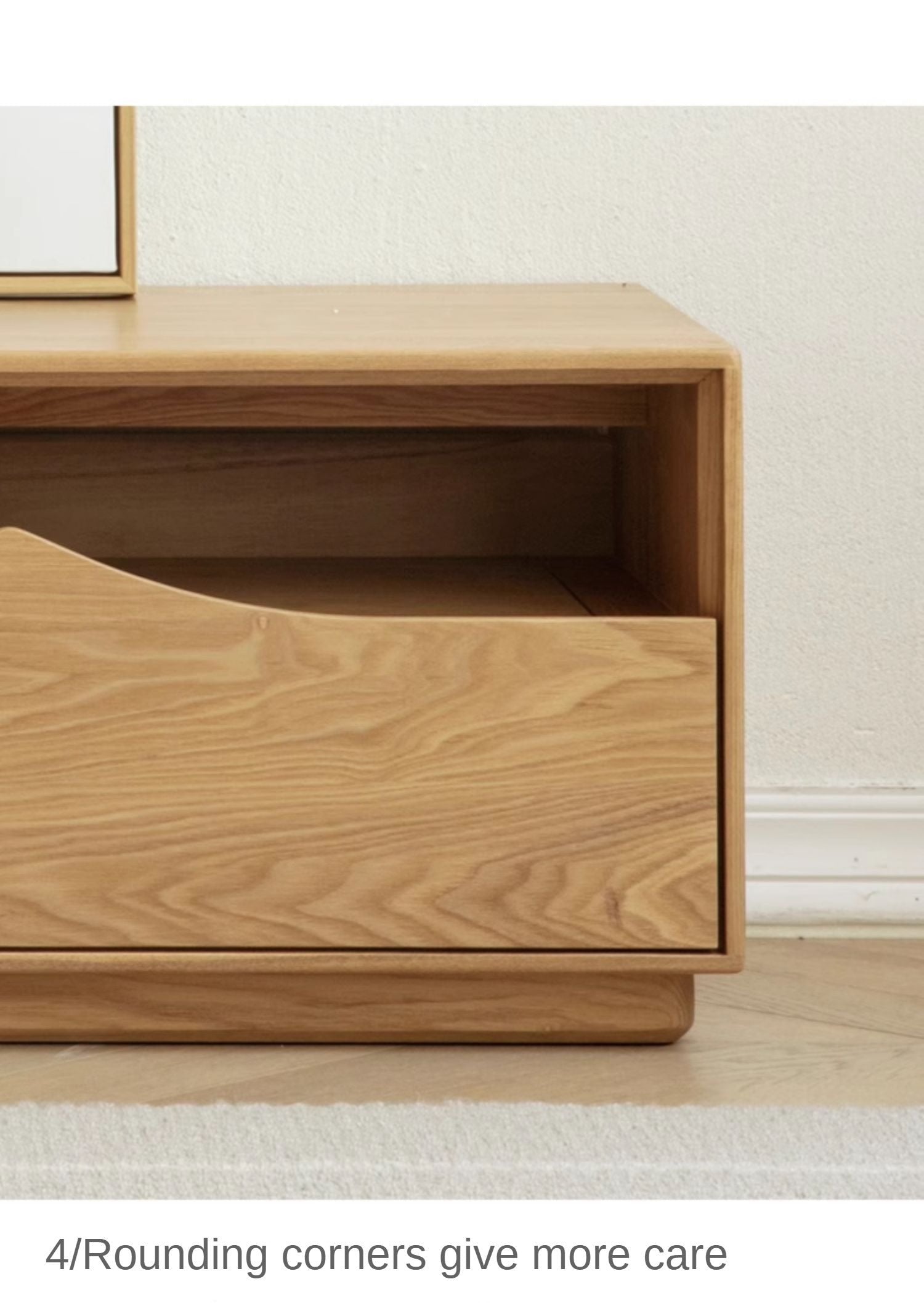 Ash Solid Wood Floor TV Storage Cabinet.