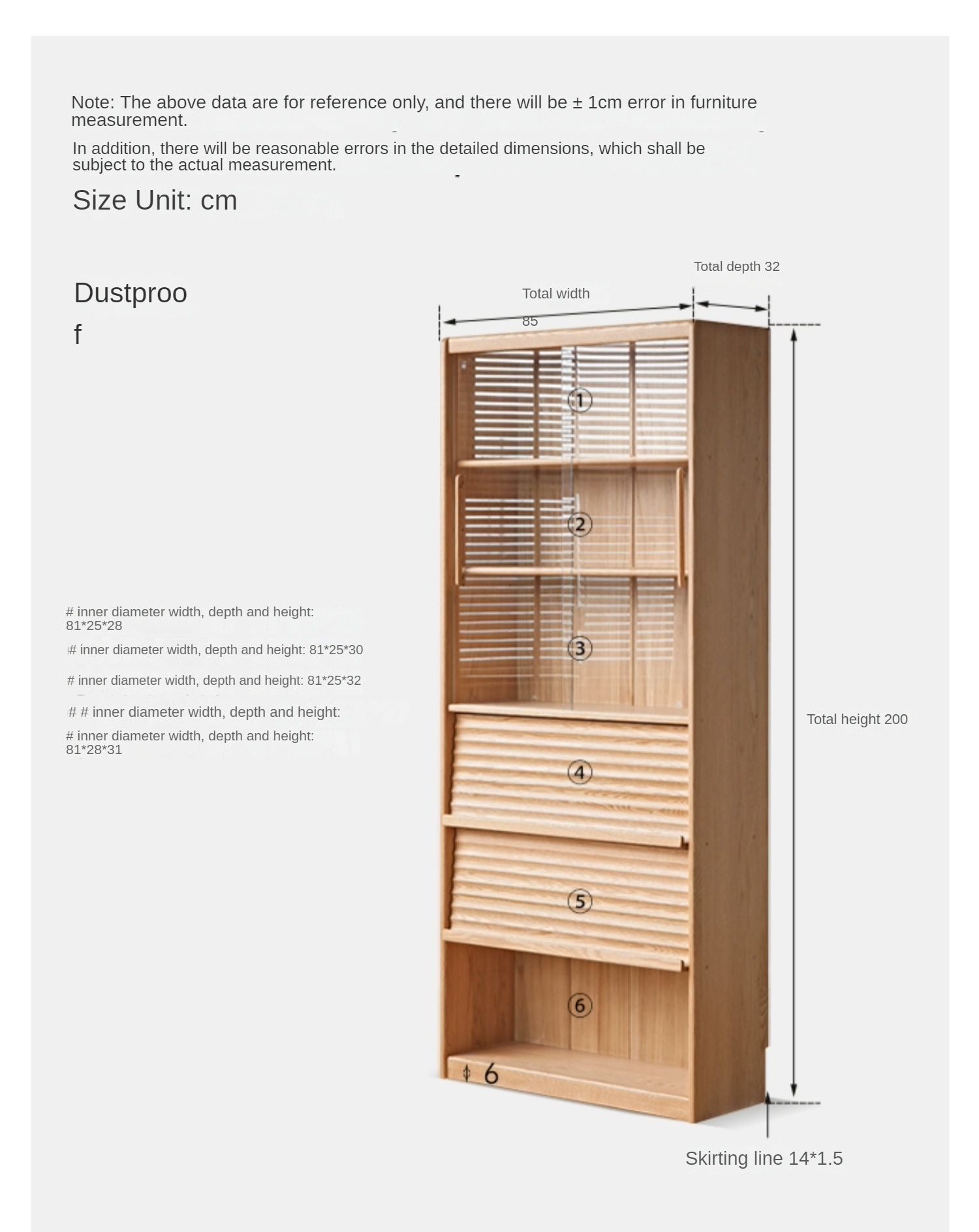 Oak, Beech Solid Wood Bookcase With Glass Door Floor-Standing Bookshelf Multi-Layer Storage Rack Free Combination Display Cabinet