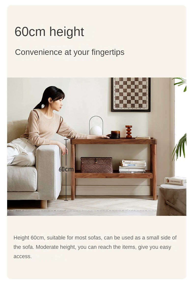 Black Walnut Solid Wood Narrow Double Layer Side Table