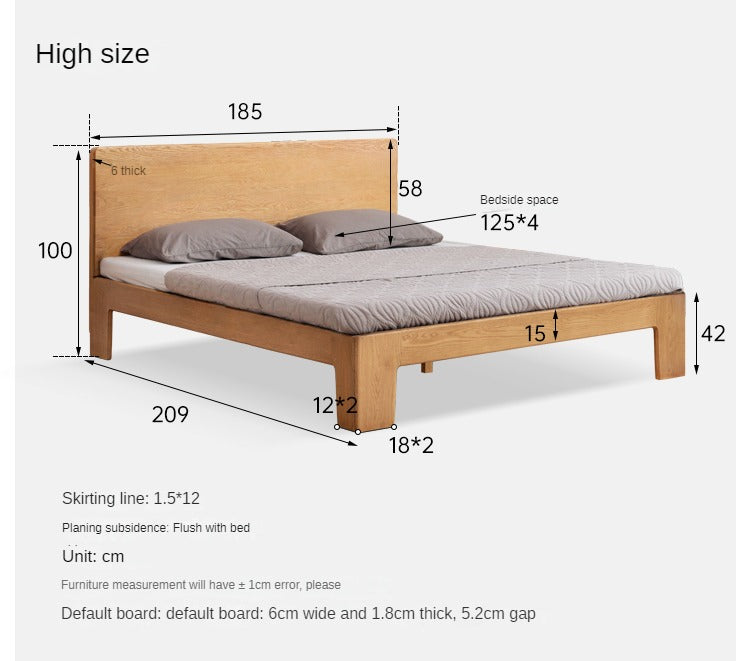 Oak Solid Wood Bed Thickened Headboard