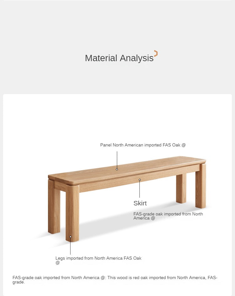 Oak Solid Wood Long Nordic Modern Bench