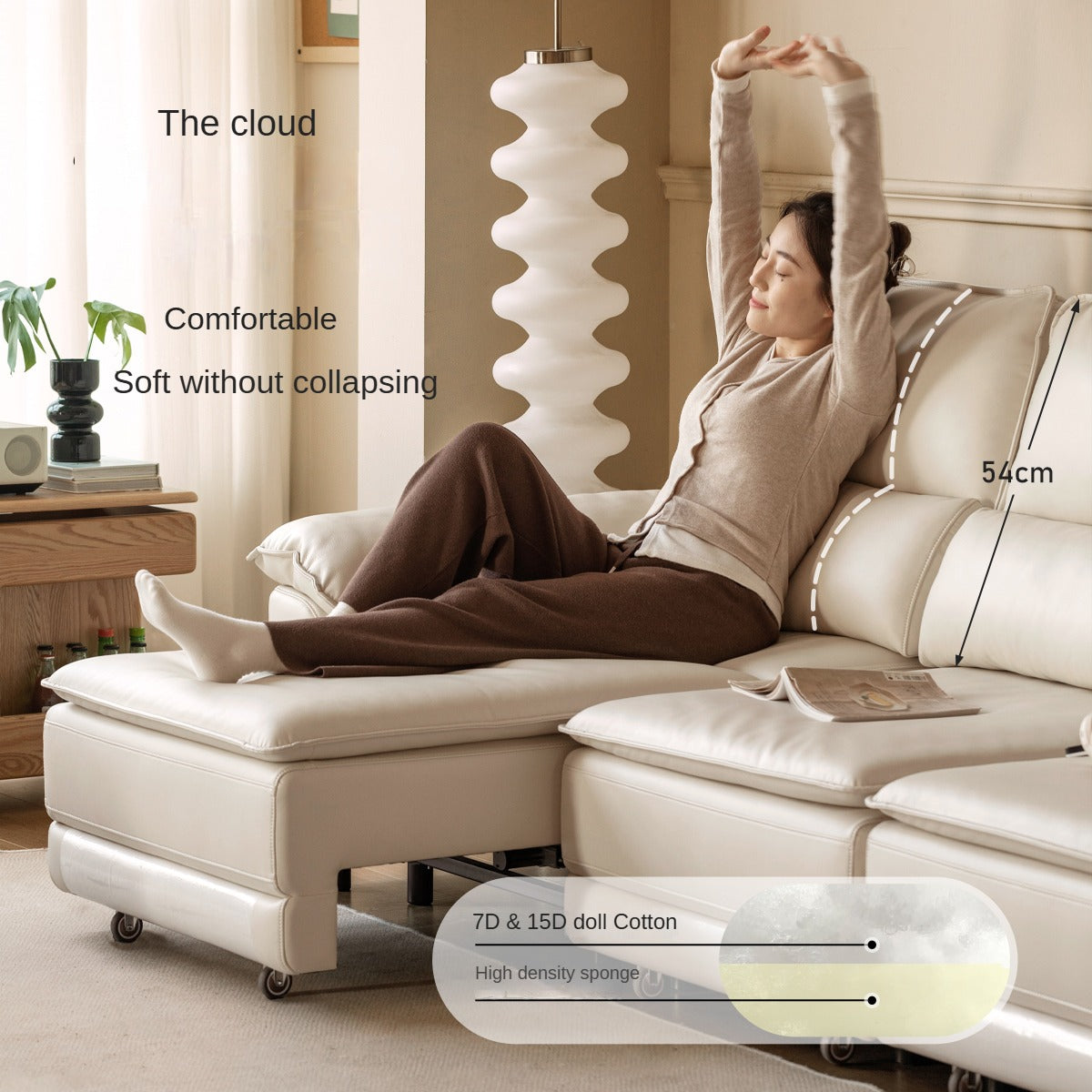 Ecological Cloud Leather Electric High Back Sofa Bed.