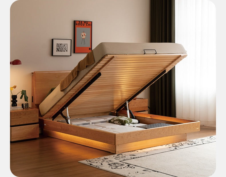 Cherry Solid Wood Box Bed Medieval Style.