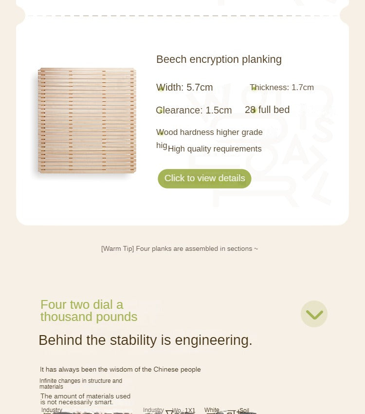 Poplar, Rubberwood Solid Wood Bed Modern Simple Cream Style