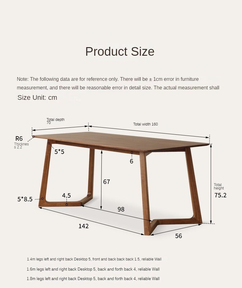 Black Walnut, Oak Solid Wood Rectangular Dining Table