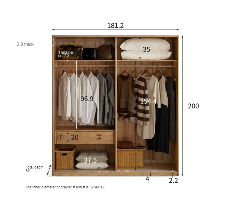 Oak, Ash Solid Wood Wardrobe Sliding Door.