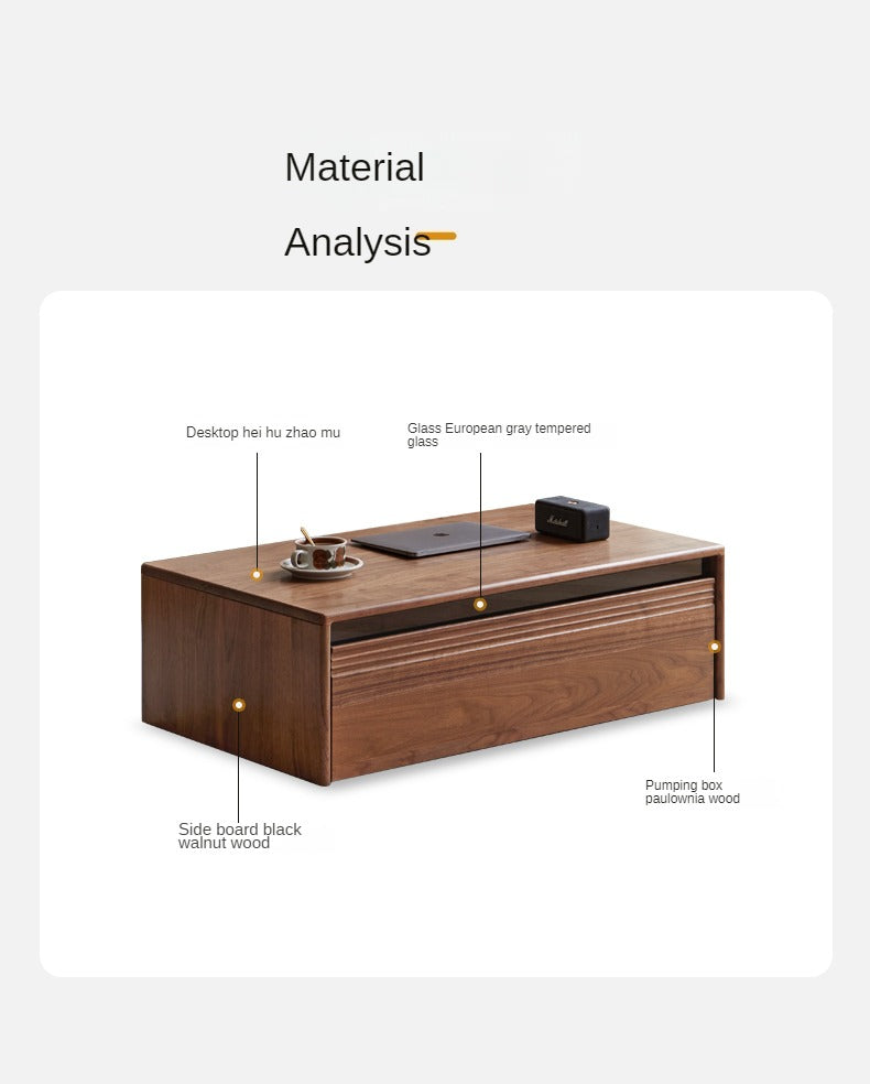 Black Walnut Solid Wood Coffee Table Modern Minimalist