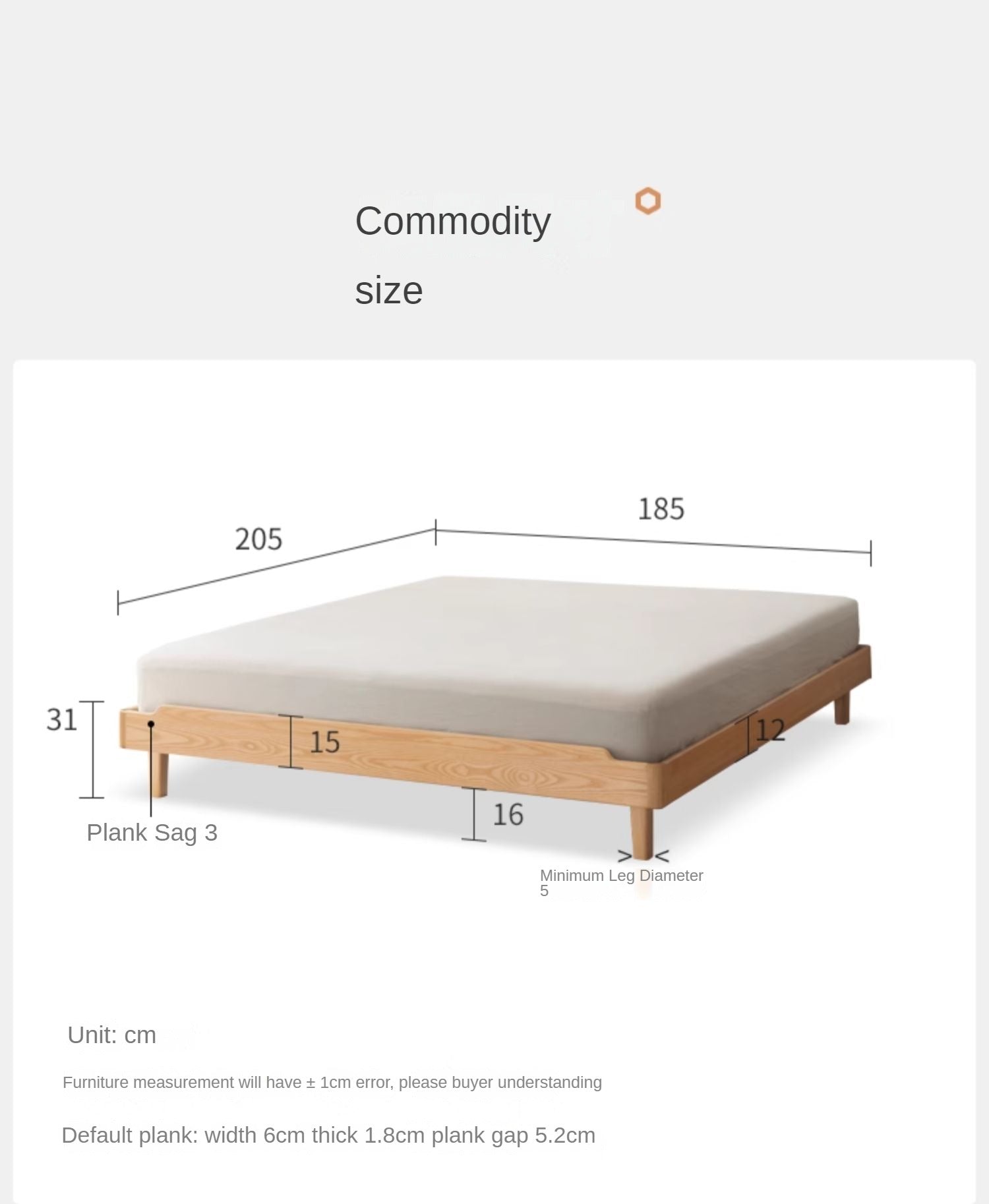 Ach, Oak solid wood platform bed, headboard-free bed