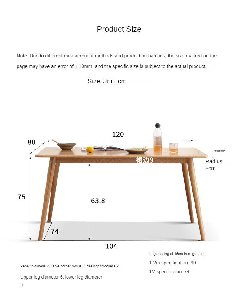 Retractable folding dining table oak solid wood+