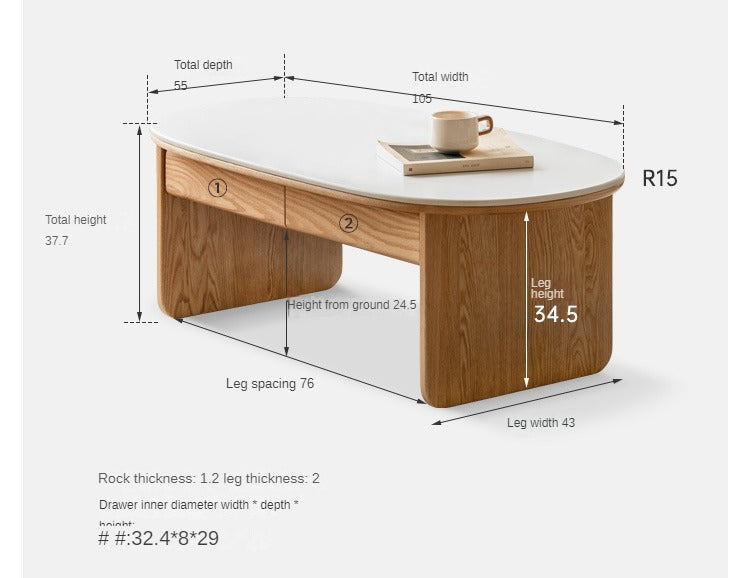Oak, Beech Solid Wood Storage Coffee Table