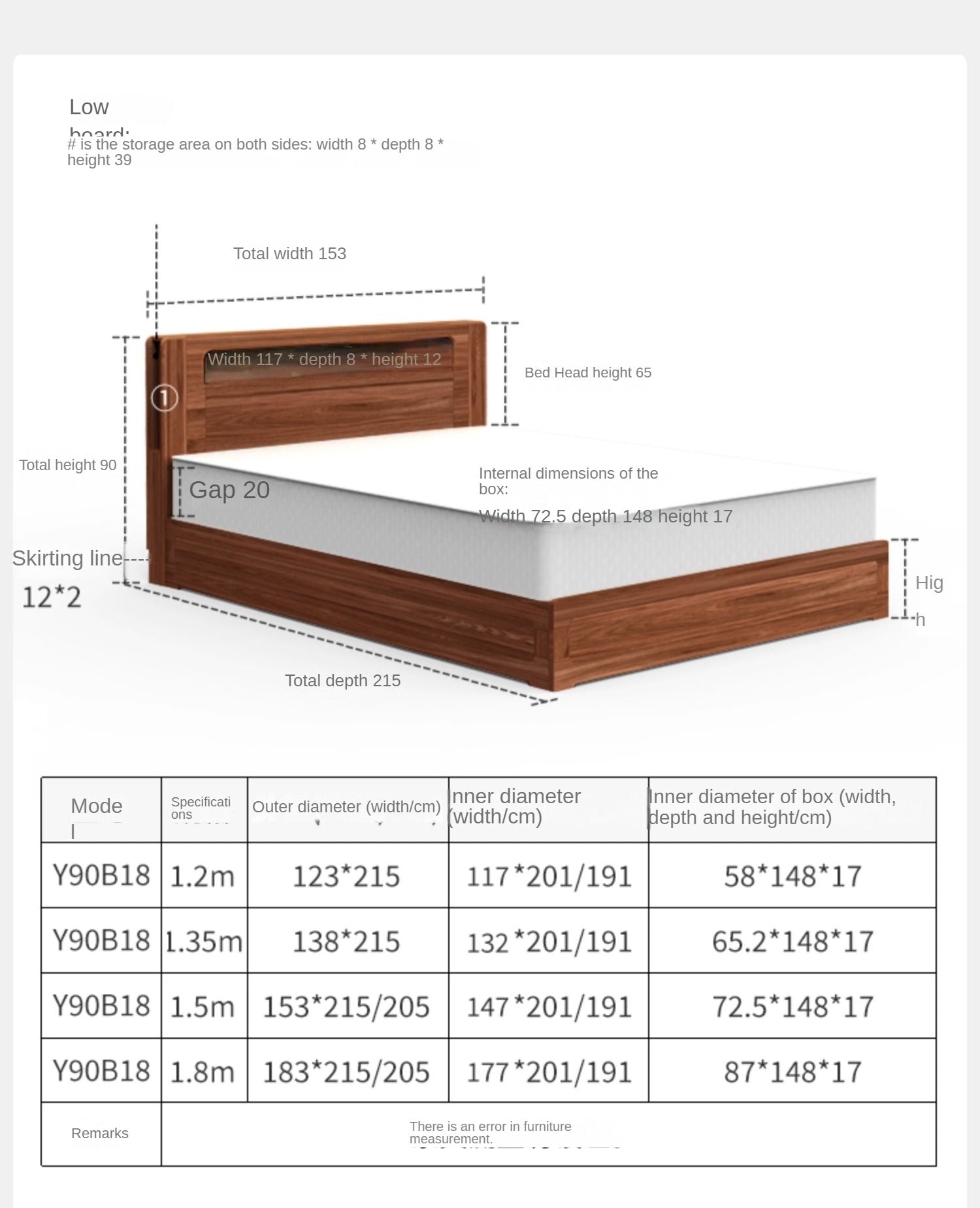 Oak Solid Wood Luminous Storage Box Bed
