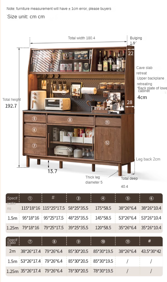 Black Walnut, Sandalwood Solid Wood Light Luxury Rock Plate Sideboard