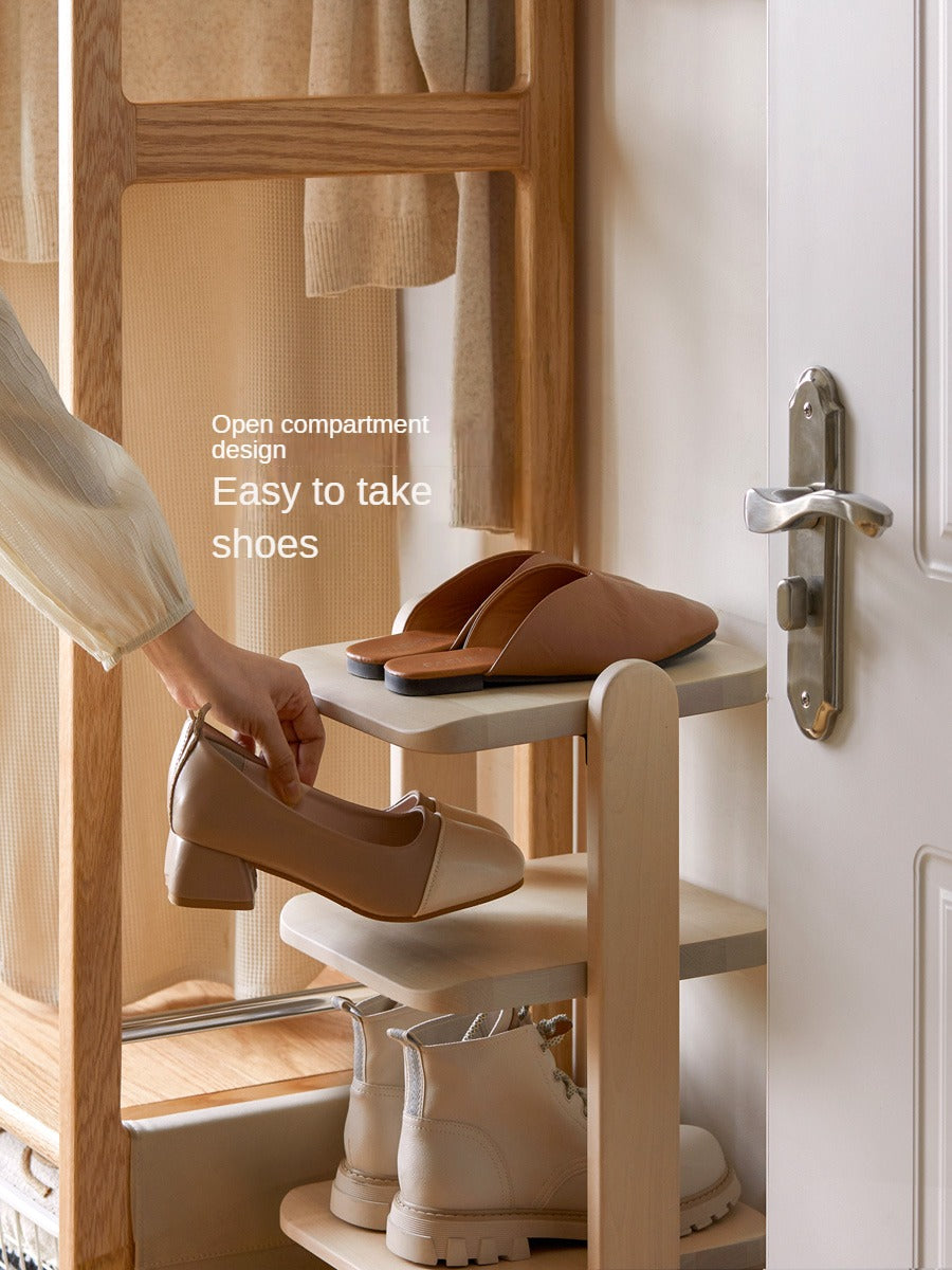Beech, Rubberwood Solid Wood Narrow Shoe Rack